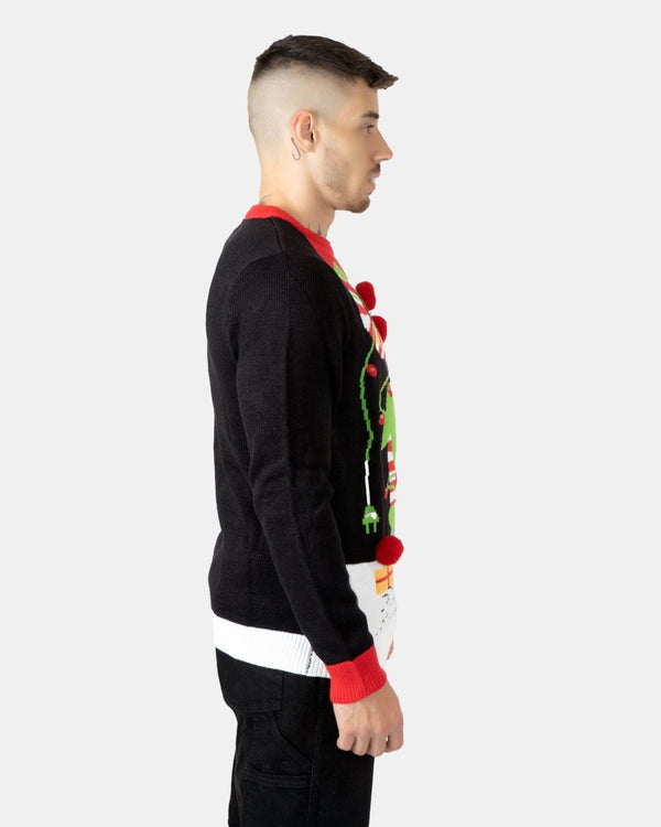 Noroze Men Elf Light Plug Black Christmas Jumper