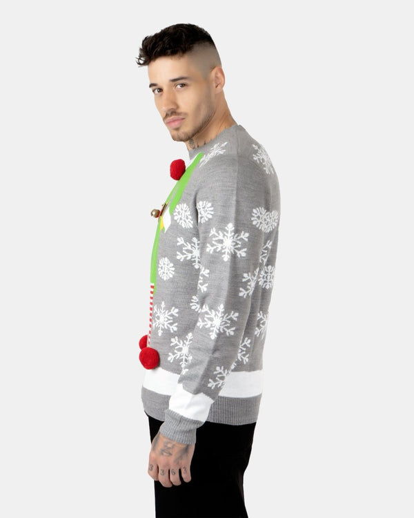Noroze Men Gift Elf Grey Xmas Jumper