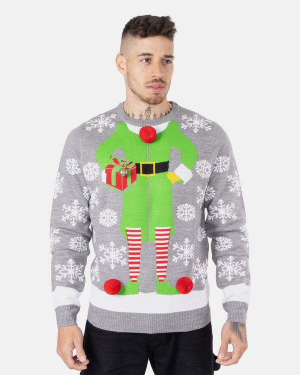 Noroze Men Gift Elf Grey Xmas Jumper