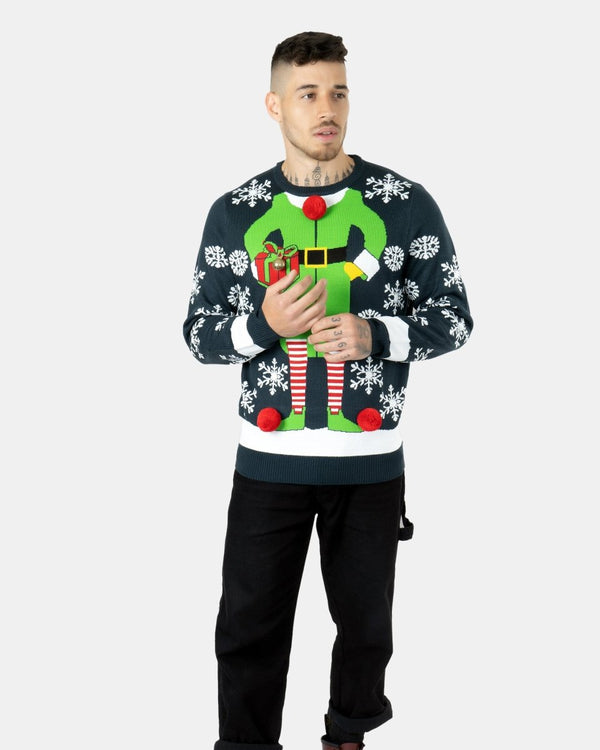 Noroze Men Gift Elf Navy Xmas Jumper