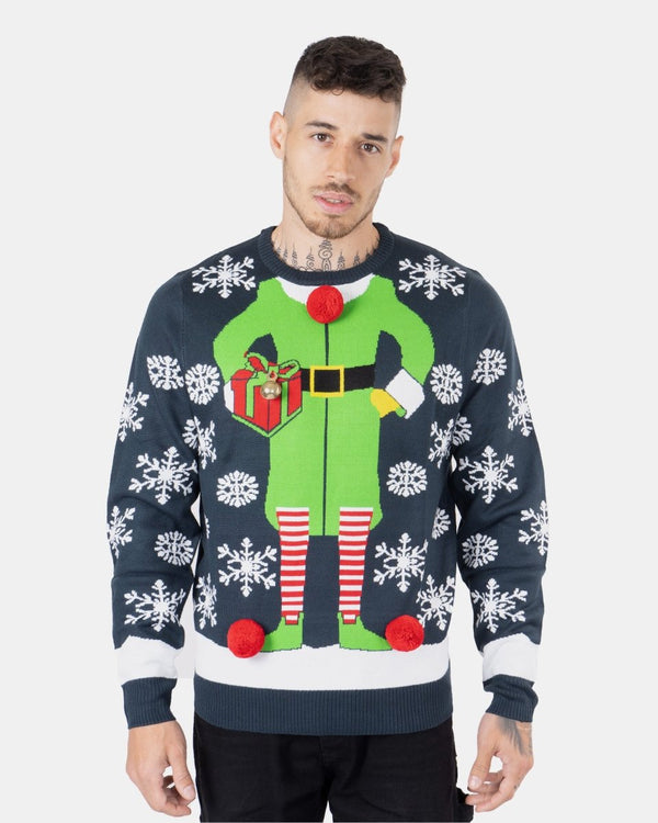 noroze Men Gift Elf Navy Xmas Jumper
