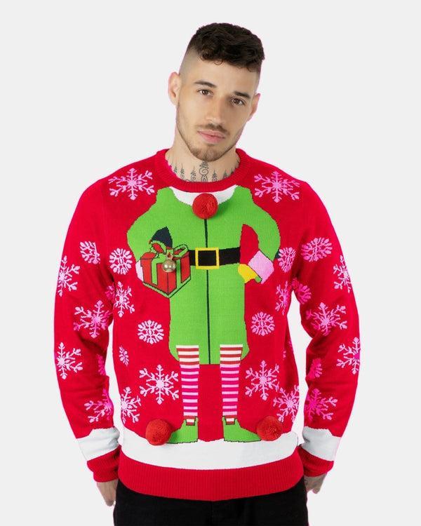 Noroze Men Gift Elf Red Xmas Jumper