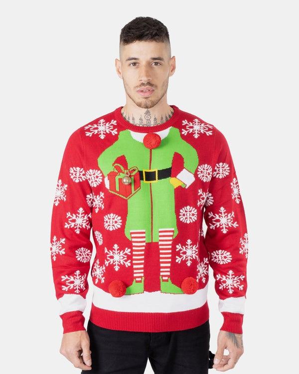 noroze Men Gift Elf Red Xmas Jumper