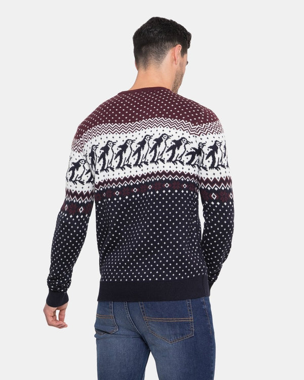 Noroze Men Penguin Wine Christmas Jumper
