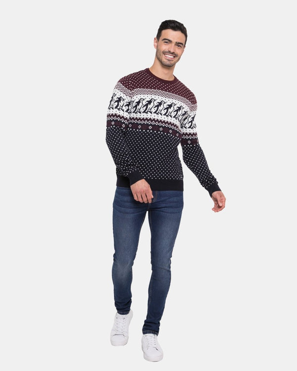 Noroze Men Penguin Wine Christmas Jumper
