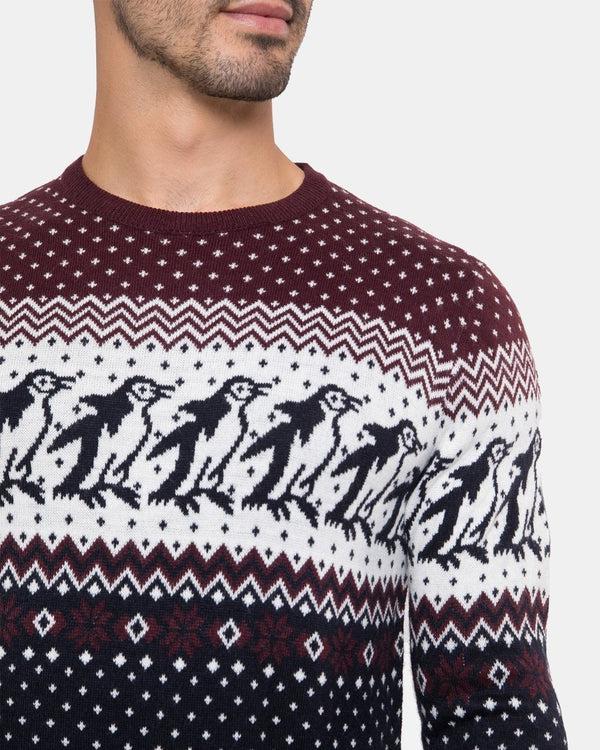 Noroze Men Penguin Wine Christmas Jumper