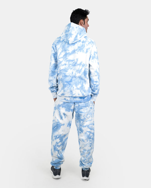 Noroze Men's Blue Fleece Tie-Dye Tracksuit
