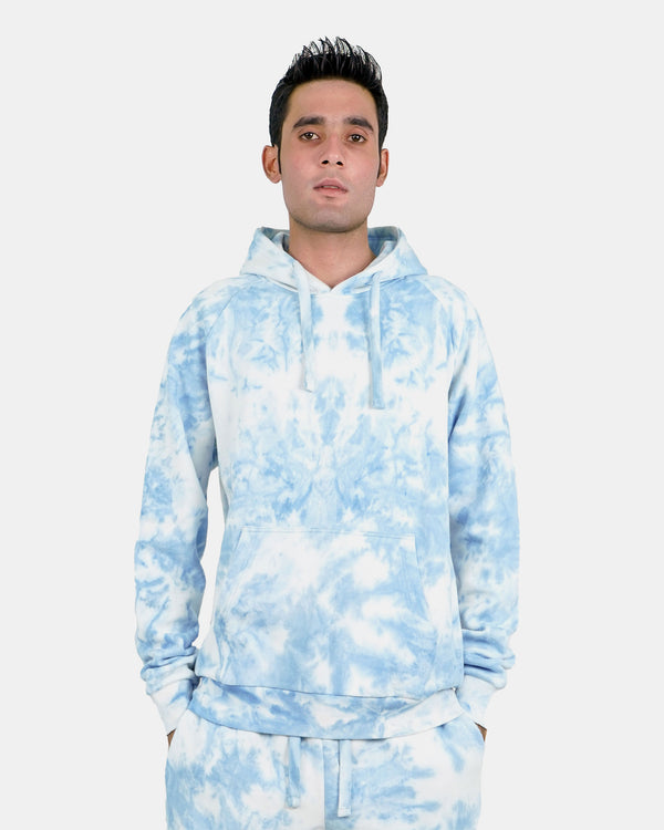 Noroze Men's Blue Fleece Tie-Dye Tracksuit