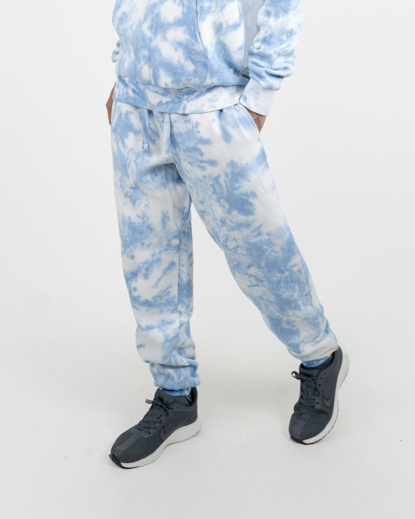 noroze Men's Blue Fleece Tie-Dye Trouser