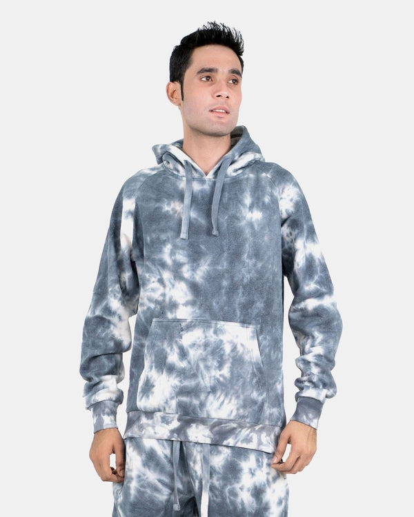 noroze Men's Charcoal Fleece Tie-Dye Hoodie