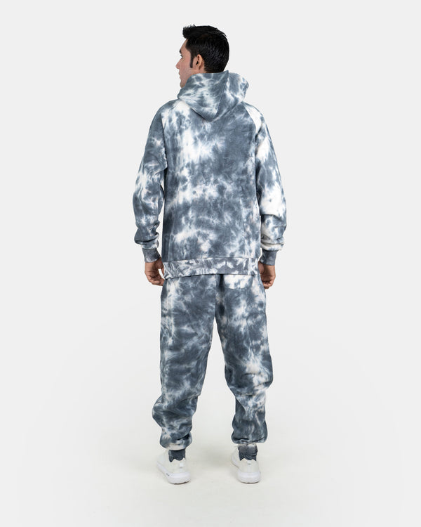 Noroze Men's Charcoal Fleece Tie-Dye Tracksuit