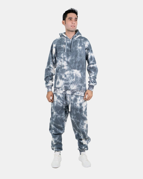 Noroze Men's Charcoal Fleece Tie-Dye Trouser