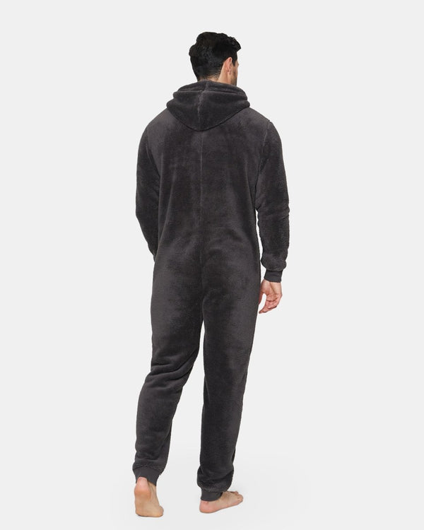 Noroze Men's Charcoal Warm Hooded Onesie