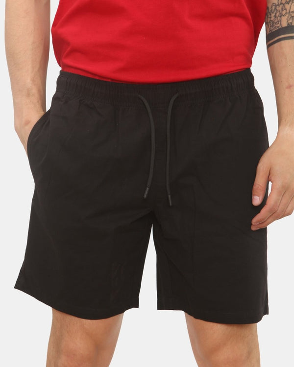 Noroze Mens Black Shorts Elastic Waist