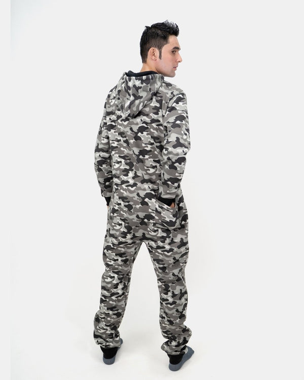 Noroze Mens Charcoal Camouflage Fleece Onesie