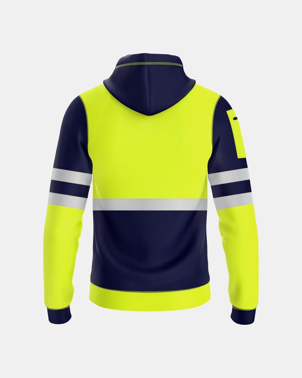 Noroze Mens Full Zip Hoodie (Neon Green/Navy 1)