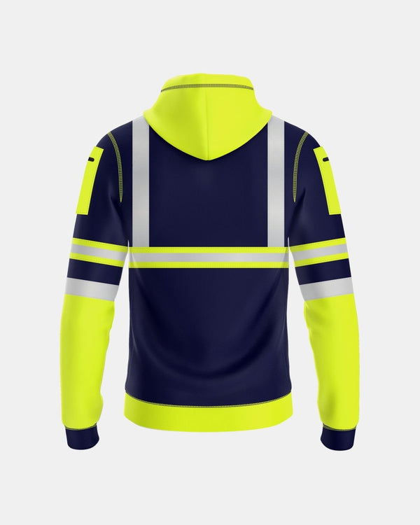 Noroze Mens Full Zip Hoodie (Neon Green/Navy 2)