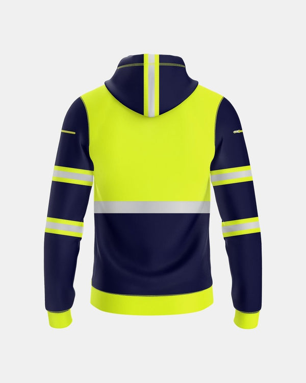 Noroze Mens Full Zip Hoodie (Neon Green/Navy 3)