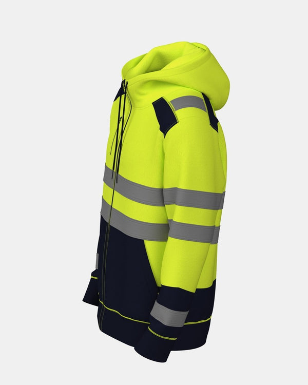 Noroze Mens Full Zip Hoodie (Neon Green/Navy 4)