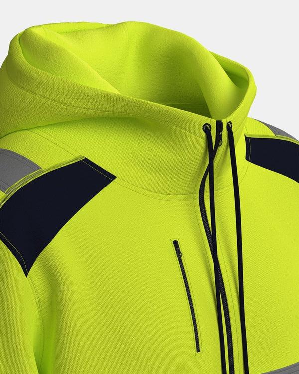 Noroze Mens Full Zip Hoodie (Neon Green/Navy 4)