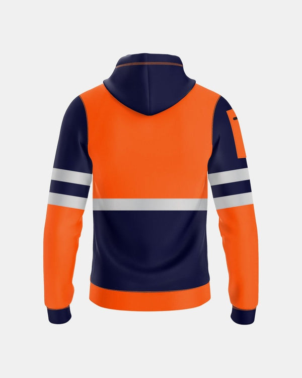 Noroze Mens Full Zip Hoodie (Neon Orange/Navy 1)