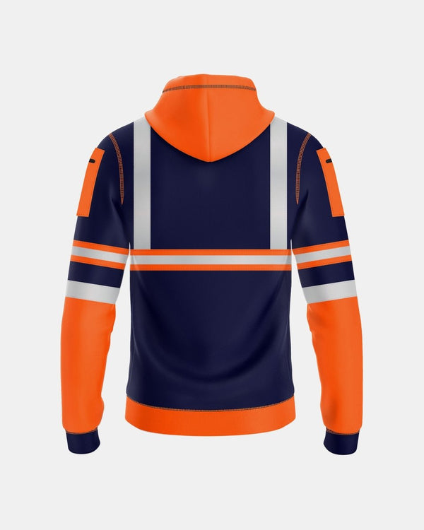 Noroze Mens Full Zip Hoodie (Neon Orange/Navy 2)