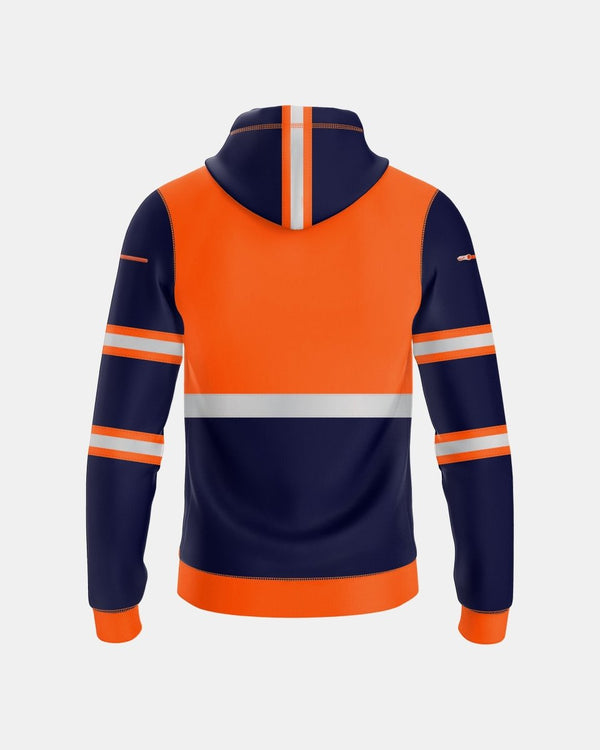 Noroze Mens Full Zip Hoodie (Neon Orange/Navy 3)