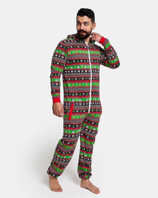 Noroze Mens Gingerbread Red Christmas Onesie