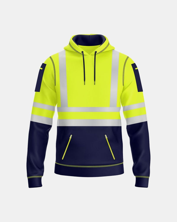 noroze Mens Hi Vis Hoodie (Neon Green/Navy 1)