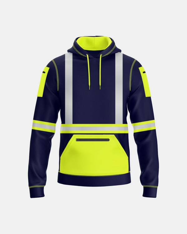noroze Mens Hi Vis Hoodie (Neon Green/Navy 3)