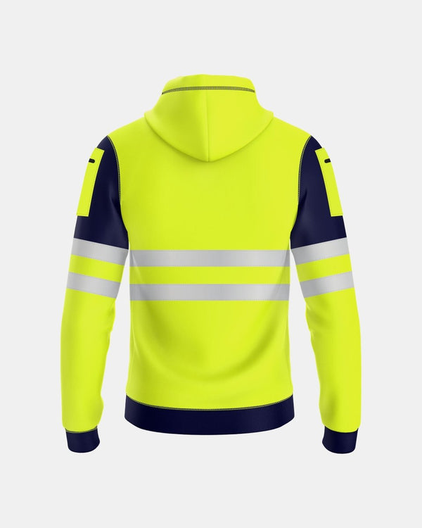 Noroze Mens Hi Vis Hoodie (Neon Green/Navy 4)