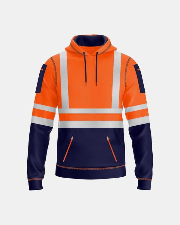 noroze Mens Hi Vis Hoodie (Neon Orange/Navy 1)