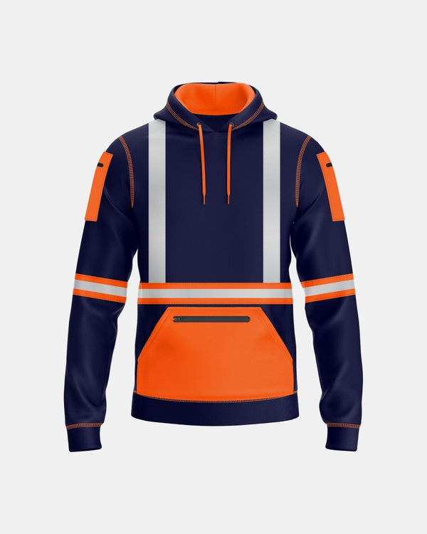 noroze Mens Hi Vis Hoodie (Neon Orange/Navy 3)