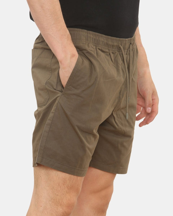 Noroze Mens Khaki Shorts Elastic Waist
