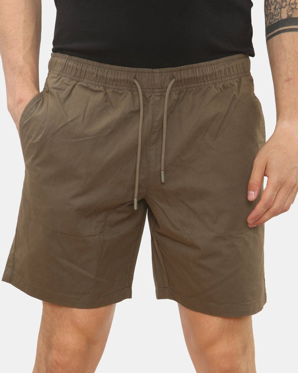 Noroze Mens Khaki Shorts Elastic Waist