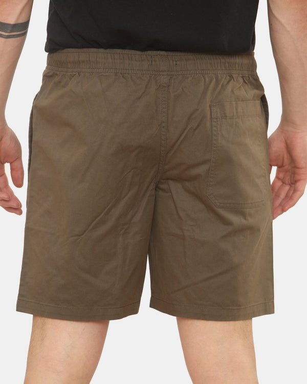 Noroze Mens Khaki Shorts Elastic Waist