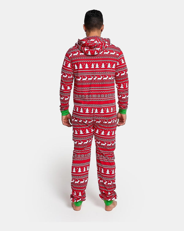 Noroze Mens Reindeer Red Christmas Onesie