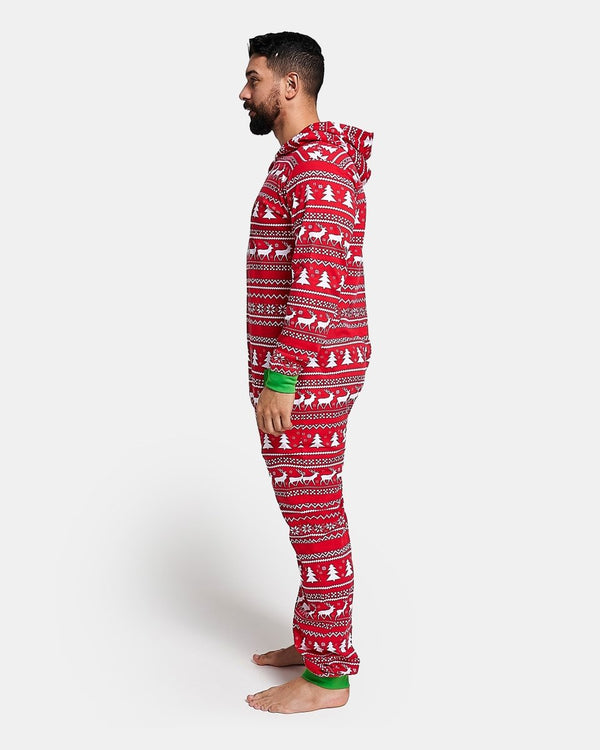 Noroze Mens Reindeer Red Christmas Onesie