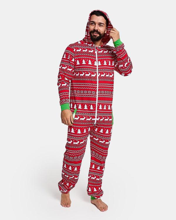 noroze Mens Reindeer Red Christmas Onesie