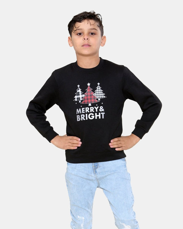 noroze Merry & Bright Kids Black Christmas Jumpers