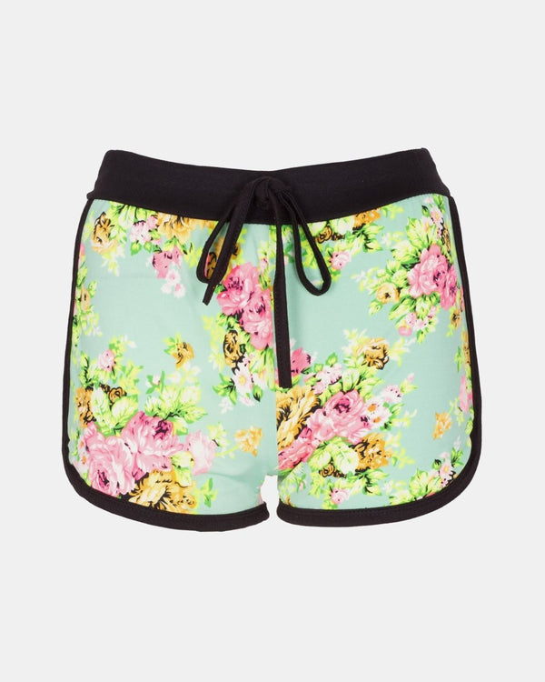 noroze Mint Floral Print Casual Shorts
