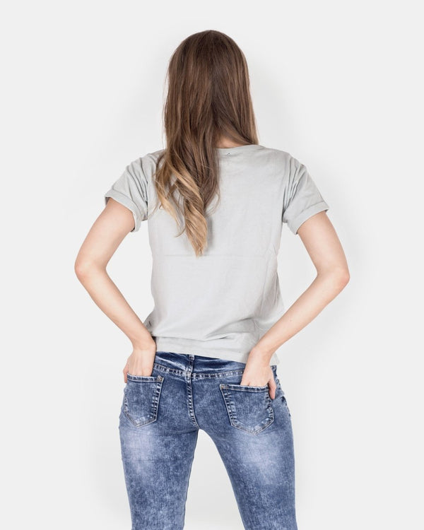 Noroze Mint Ripped Holes Rounded Neck T-Shirt