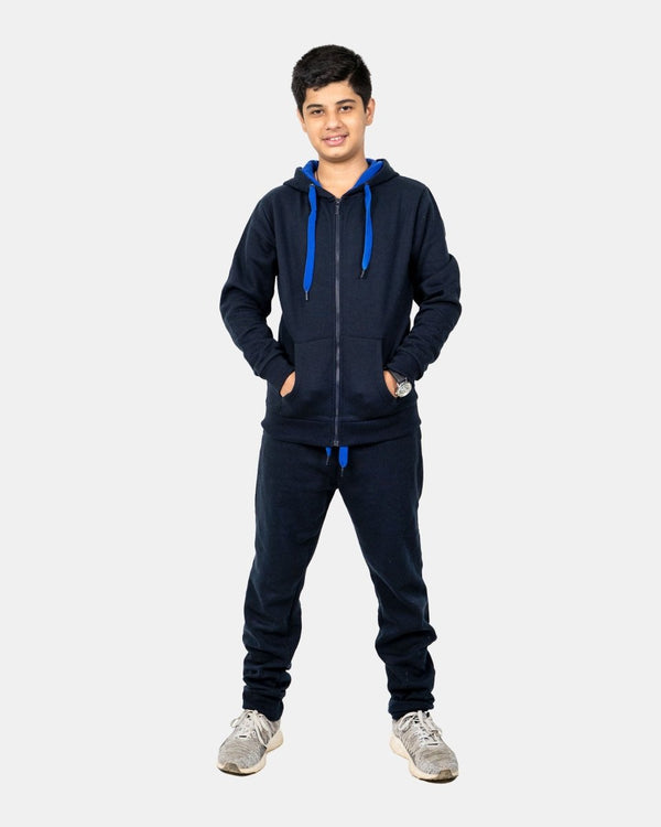 noroze Navy/Blue Contrast Fleece Tracksuit