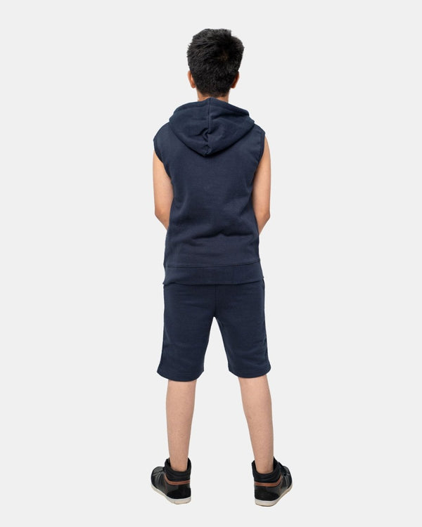 Noroze Navy Boys Gilet Sleeveless Hoodie