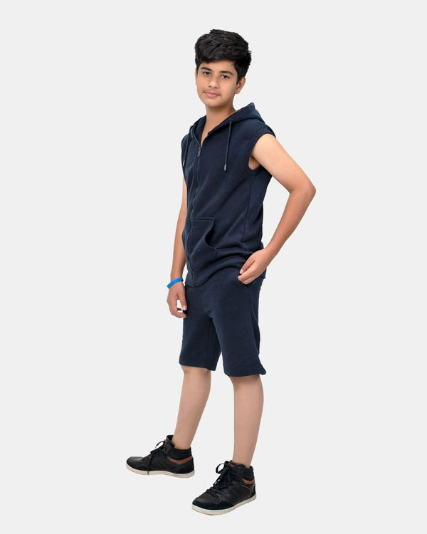 Noroze Navy Boys Gilet Sleeveless Hoodie