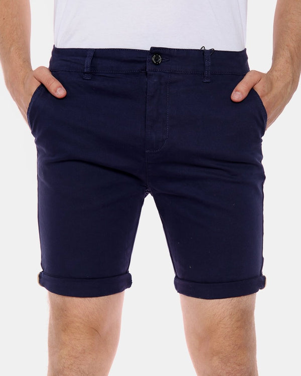 Noroze Navy Casual Turnup Cotton Shorts