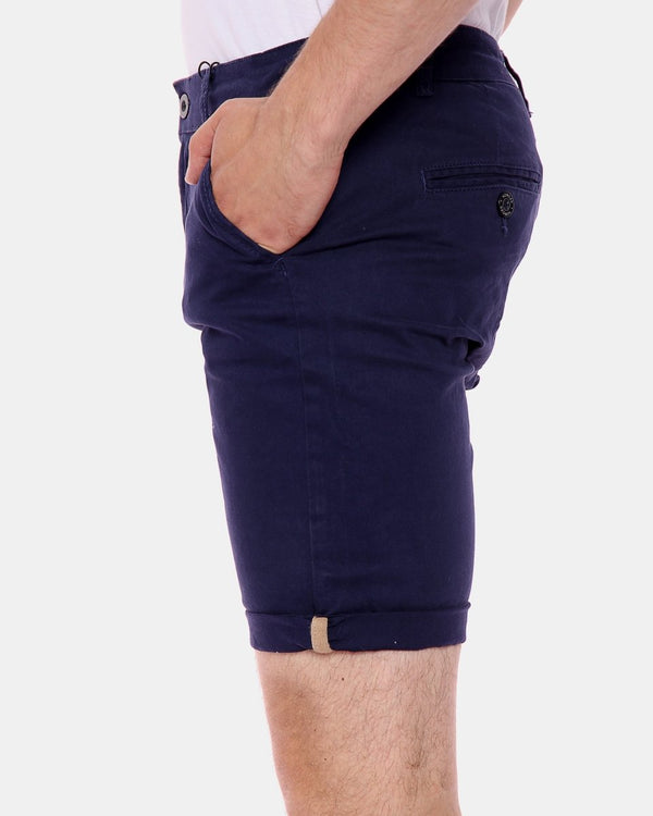 Noroze Navy Casual Turnup Cotton Shorts