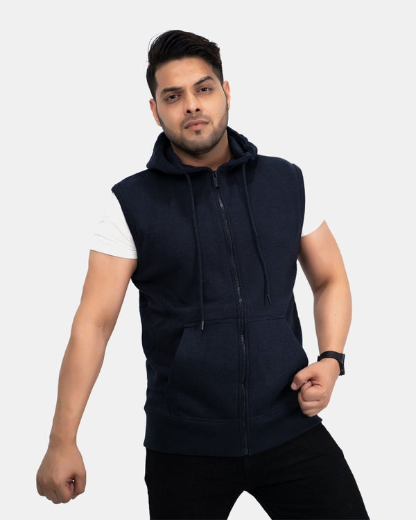 noroze Navy Casual Zip-Up Men's Hoodie
