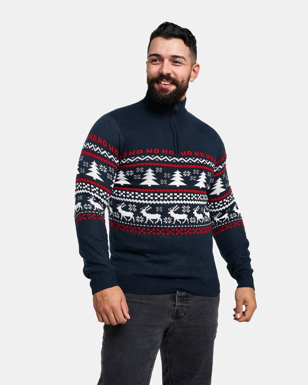 noroze Navy Chunky Knit Christmas Jumper