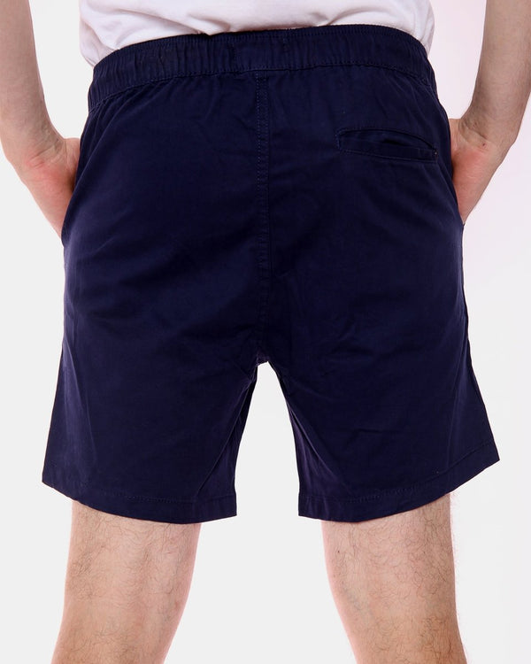 Noroze Navy Elasticated Waist Cotton Casual Shorts